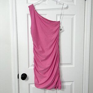 NWT Beyond Yoga Featherweight Carried Away One Shoulder Dress Pink Size M
